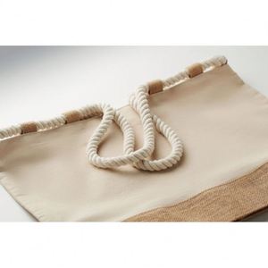 Nouvel Arrivage Sac Fourre-tout de Plage et de Sport en Toile de Coton Tendance avec Poignée en Corde, Fermeture Éclair et Fond Recouvert de Jute, 10 Boucles en Jute - Product Image 2