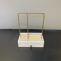 Présentoir à bijoux en velours doré, buste pour colliers, support en T, organisateur de boucles d'oreilles en bois laqué blanc, vitrine de présentation pour boutique et vente au détail