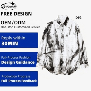 Youmi Tùy Chỉnh OEM Dịch Vụ Người Đàn Ông Của Áo Sơ Mi Giản Dị 100% Bông Cổ Áo Vuông Chống Nhăn OEM Tùy Chỉnh Kỹ Thuật Số Dtg In Cho Mùa Đông - Product Image 1