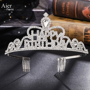 Aierflorist Hermosa Corona '<span class=keywords><strong>Feliz</strong></span> Cumpleaños' para Fiesta de Cumpleaños <span class=keywords><strong>y</strong></span> Accesorio para el Cabello, Banda para el Cabello para Ramo de Flores - Product Image 1