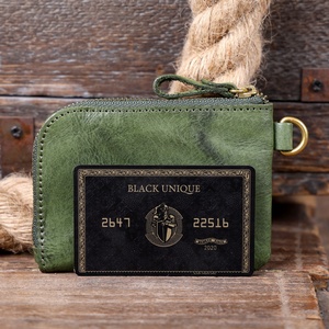 Monedero de Cuero Vacuno Vintage de Primera Calidad con Cierre, Cartera para Tarjetas de Crédito de Cuero Genuino - Product Image 3