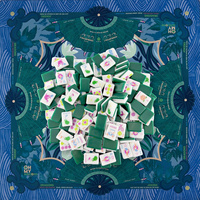 Tuiles de Mahjong Américaines Vert Forêt 166 Pièces avec Tapis de Mahjong Imprimé Bleu Ensemble pour Soirée de Jeu en Famille