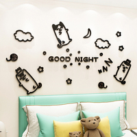 Kitty Cartoon Cute 3D Acrylic Children's Room Kindergarten Living Room Cabinet Decoration Wall Sticker