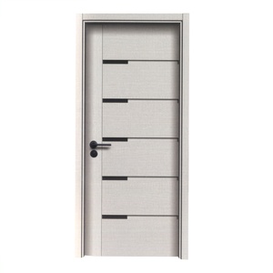 Fábrica china Simple moderno de madera con acabado de melamina puerta de acero de diseño de madera de entrada blindado doble puertas de materiales de construcción Mel - Product Image 2