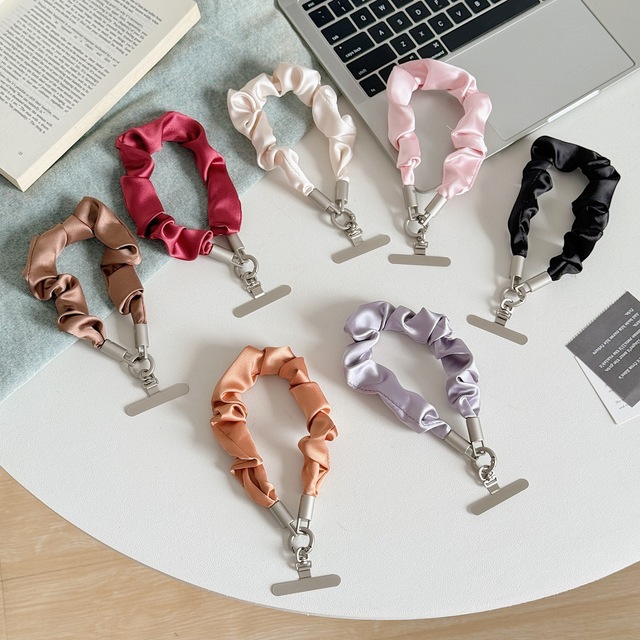 Soft Silky Fabric Anti-Lost Cell Phone Keychain with Metal Clasp & Phone Tether Tab 12cm for Most Smartphone Cases