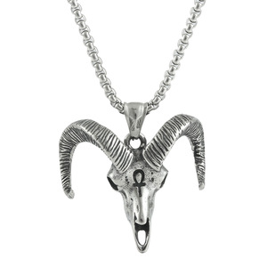จี้รูปหัวแกะ สร้อยคอผู้ชายสแตนเลส สไตล์พังก์ย้อนยุค ลายสัตว์ 270107 - Product Image 1