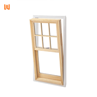 Fenêtre coulissante verticale en bois WANJIA, design moderne, fenêtre en aluminium plaqué bois, fenêtre en bois et aluminium pour la maison