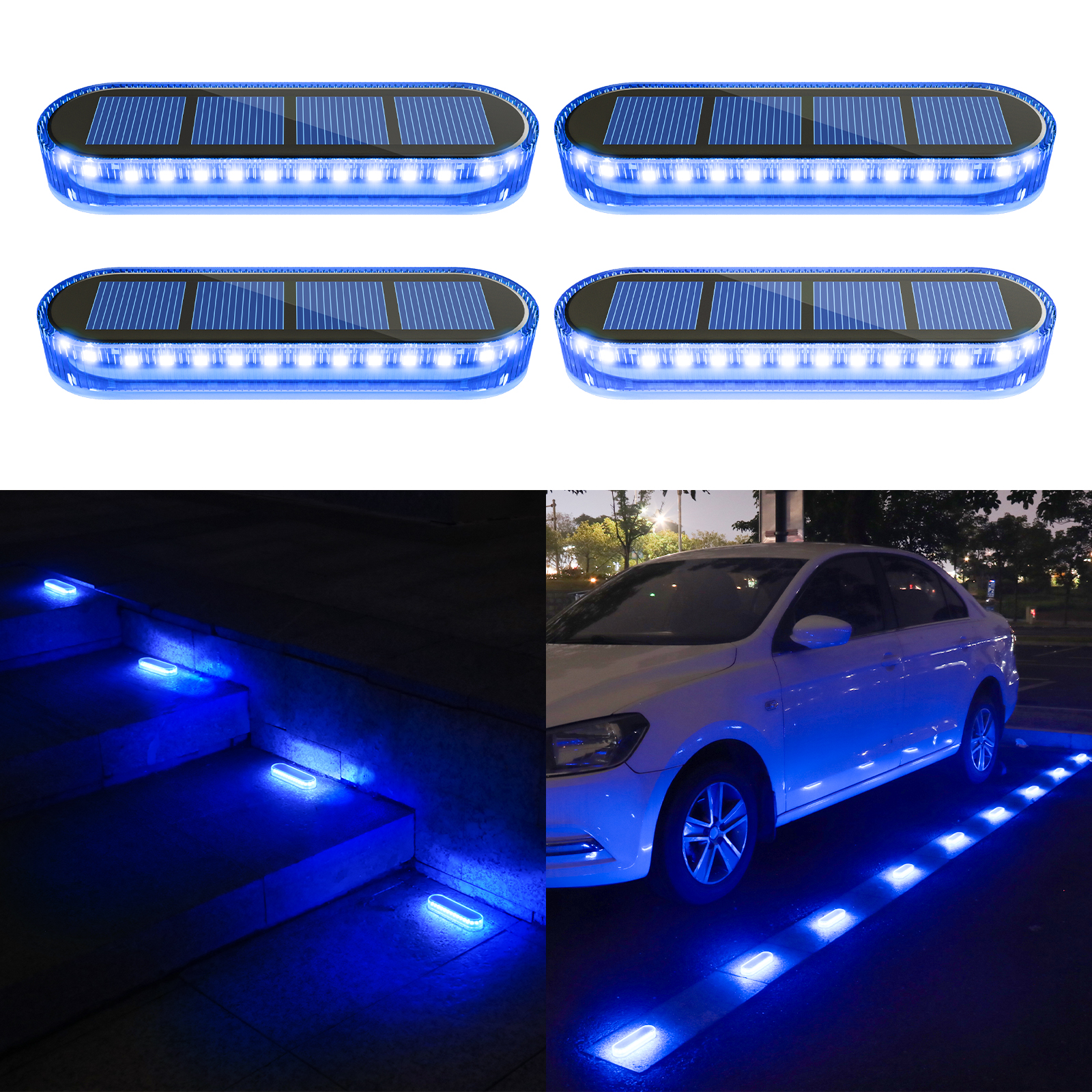 Promotion IP68 Waterproof Solar Step Lamp Blue Outdoor Path Stair Light for Garden Deck Fence Balcony for Underground Landscape