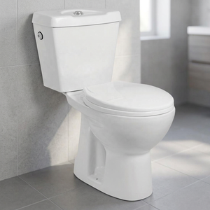 Inodoro de cerámica de dos piezas estilo Twyford con descarga por gravedad, conjunto de inodoro de cerámica para baño. - Product Image 3