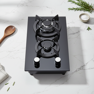 Meilleures ventes : Plaques de cuisson à gaz encastrables 2 feux, durables, avec gril en fonte, compatible gaz naturel et GPL, allumage par pile 1,5V - Product Image 3