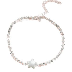 European American Luxury Trendy Geometric Five-Pointed Star Anklet <b>Women</b> Shimmering Sterling Silver Simple Fine <b>Beaded</b> <b>Bracelets</b> - Product Image 5