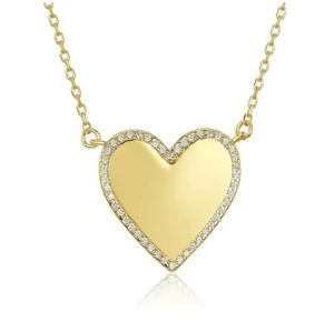 Jietao kalung hati kosong berukir baja tahan karat kalung berlapis emas 18k berlapis berlian perbatasan liontin hati - Product Image 3