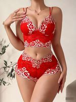 Nouvel ensemble de lingerie sexy en dentelle florale pour femme, ensemble soutien-gorge et culotte, pyjama ajouré ajusté, doux et respirant