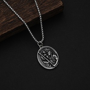 Collana con Ciondolo in Acciaio Inossidabile, Stile Vintage Mitologia Greca Antica, Ritratto Personalizzato, Catena a Maglia Box - Product Image 5