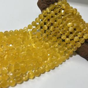 Contas Redondas Facetadas de Pedra Preciosa Cristal de 6mm Olho de Gato Soltas para Fazer Joias DIY - Product Image 3