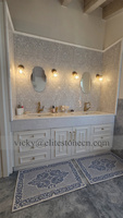 Mosaïque en marbre crinoline découpée au jet d'eau, design original pour murs et sols, vente en gros
