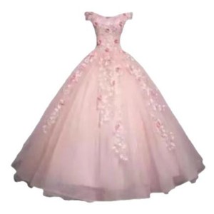 Pink Floral Off Shoulder Ball Gown Chiffon Empire Waistline Evening Dress For Solo Singers Art Exam Piano Guzheng Players - Product Image 5