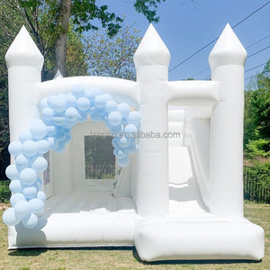 Combo Lâu Đài <span class=keywords><strong>Bouncy</strong></span> Đám Cưới Đơn Giản Thương Mại Nhà Nảy Bơm Hơi Hiện Đại Màu Trắng Lâu Đài Nhảy Có CẦU TRƯỢT - Product Image 1
