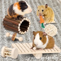 Ensemble de jouets à mâcher en bois pour petits animaux - Hamster, lapin, oiseau et cochon d'Inde - Soulage l'ennui et stimule le divertissement