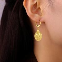 Myshape Maagd Maria hangende oorbel roestvrij staal gouden kleur hoepel oorbel moeder van Jezus katholieke gezegende sieraden Valentijnscadeau