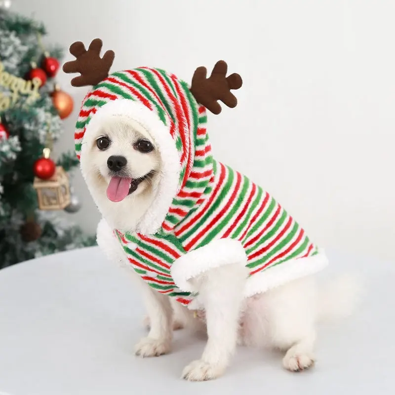 クリスマスエルク犬猫暖かいベルベットストライプ鹿ホーン装飾ペット服用品犬のための小中テディペット服