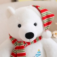 Ours polaire en peluche de Noël, chapeau et écharpe de Noël, ours polaire en peluche, jouets mignons, ours gros et dodu, coussin décoratif, vente en gros