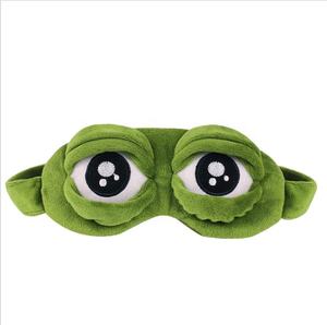 Máscara de ojo para dormir de felpa suave 3D de rana triste, juguete divertido de peluche de Cosplay con logotipo bordado, relleno de algodón PP - Product Image 2