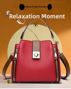 Kadınlar için küçük kova omuz çantaları lüks tasarımcı PU deri Messenger Crossbody çanta bayanlar rahat düz renk çanta çanta - Product Image 2