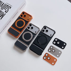 Funda de Lujo para Teléfono con Anillo Magnético Giratorio 360°, Antigolpes, de Metal <span class=keywords><strong>y</strong></span> <span class=keywords><strong>Fibra</strong></span> de Carbono para iPhone 17 Pro Max, para Hombre <span class=keywords><strong>y</strong></span> Mujer - Product Image 1
