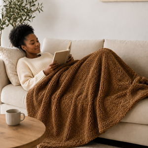 <strong>Teddy</strong> Boucle Throw Blanket Soft Plush Cozy Sofa Blanket Reversible Warm Bed Throw Manufacturer OEM Wholesale Supplier - Product Image 5