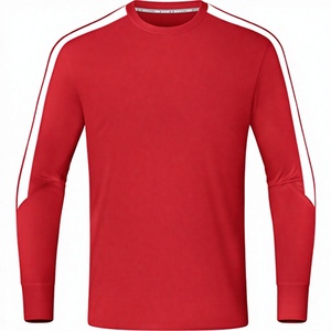 Maillot de football rouge à manches longues pour homme, col rond, polyester respirant, vêtements de sport pour adulte, coupe régulière, toutes saisons - Product Image 3