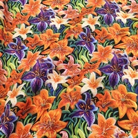 Tissu Popeline Imprimé Numérique Effet Broderie 3D Polyester Coton Motif Floral Entoilage Créateur pour Rideaux Couture Filles Quilting