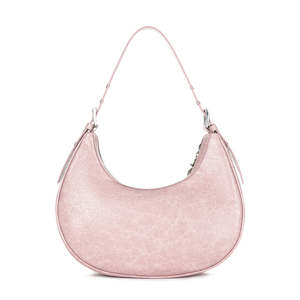 Sac bandoulière tendance en forme de lune avec fermeture éclair pour double poche avant, en cuir végétalien, texture vintage et rangement facile - Product Image 5