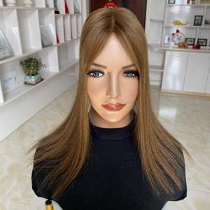 Livraison rapide, prêt à être expédié, cheveux russes doublement tirés, base mono 3*5.5, topper populaire, couleur ombrée brun, topper mono pour salon - Product Image 2