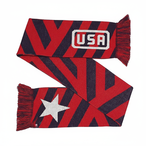 Nouvelle conception Écharpe de club sportif personnalisée avec logo, vente en gros, jacquard tricoté sur mesure, longue, écologique, avec pompons, pour supporters de club - Product Image 1