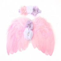 Nouveauté : Ensemble d'ailes d'ange en plumes pour bébé avec bandeau fleuri