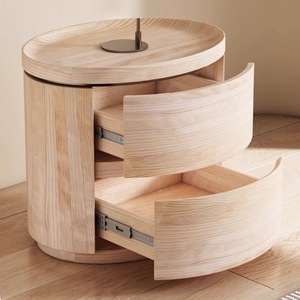 Table de chevet ronde en bois <span class=keywords><strong>Letao</strong></span> Tao avec 2 tiroirs, bords lisses, armoire de rangement minimaliste de qualité supérieure pour appartement, chambre à coucher, gain de place - Product Image 5