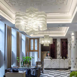 Candelabro de decoración de Arte de nuevo diseño, lámpara colgante de acrílico de cristal de estilo nórdico blanco para restaurante de Hotel en casa - Product Image 4