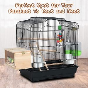 Jaulas de pájaros verticales de madera Natural, casa de pájaros de lujo con patrón sólido para cría de pájaros perlados, cajas de anidación de hierro para loros bebés - Product Image 6