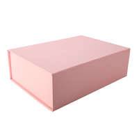 Boîtes cadeaux rigides en carton magnétique rose personnalisées avec dorure à chaud, pelliculage mat, gaufrage, design pliable et ruban