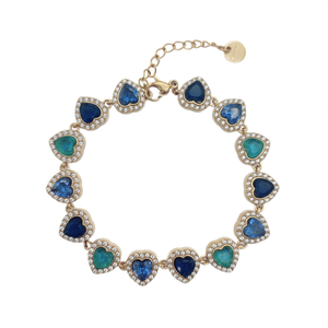 Pulsera de Cadena con Corazón de Cristal y Diamantes de Imitación, Chapada en Oro PVD, Acero Inoxidable 316L, Joyería Romántica, Sostenible y Resistente para Mujer - Product Image 2