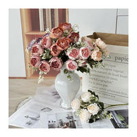 Fleur artificielle de pivoine ronde à 5 têtes en soie simulée, faite à la main, pour événements et activités intérieures, vente en gros par fournisseur chinois