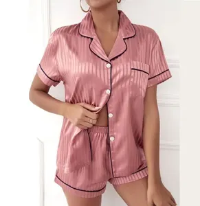 New arrival women's Silk Satin pajamas Europe and America style long sleeve 2 pieces suit Sleepwear