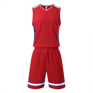 Custom Basketball Uniforms For Men Adults Quick Dry Jersey Training Team Wear Blue Red White Stripe Design - Product Image 3