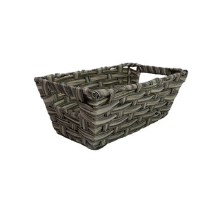 Woven Storage Basket Rectangle Handmade Desktop Organizer Food Container - Product Image 2