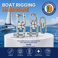 Chaîne d'ancre marine en acier inoxydable 316, manille pivotante, œil, mâchoire, anneau rotatif 8x88mm, accessoires de gréement pour bateau, yacht, bateau