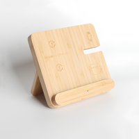 Support de charge sans fil multifonctionnel 3-en-1 en bambou avec port Type-C, prend en charge 15W pour téléphones mobiles, montres intelligentes, écouteurs