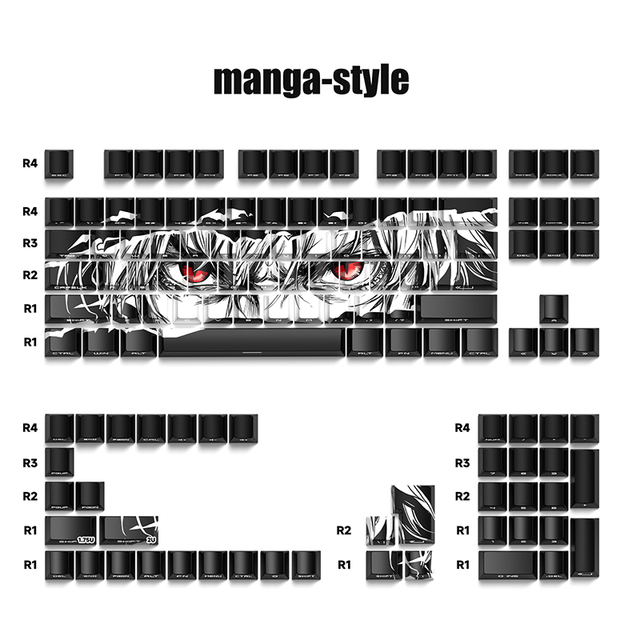 Minimalist 129 Keys Side Engraved Translucent Keycaps PBT Heat Sublimated Cherry Profile Keycap Set for Aesthetic Setup