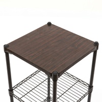 Table d'appoint carrée DIY à 3 niveaux avec étagères en fil métallique et plateau en MDF, meuble de rangement d'angle étroit pour petits espaces