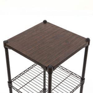 Table d'appoint carrée DIY à 3 niveaux avec étagères en fil métallique et plateau en MDF, meuble de <span class=keywords><strong>rangement</strong></span> d'angle étroit pour petits espaces - Product Image 5